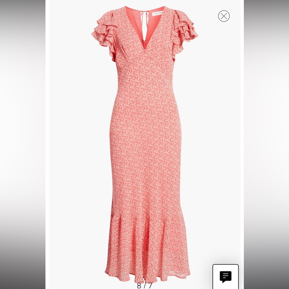 FLORET STUDIOS pink Ruffle Sleeve Maxi Dress - size small